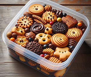 Galletas dentro de un recipiente hermético